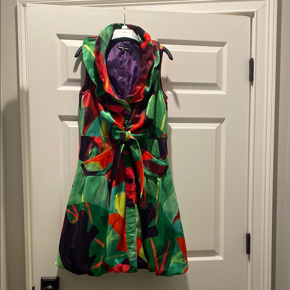 Samuel Dong Green and Red Mini Dress